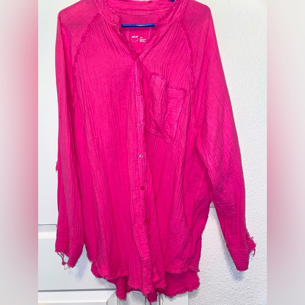 Aerie M gauze button down